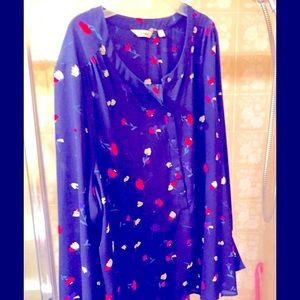 Reitman’s Navy Floral Blouse with Bell Sleeve